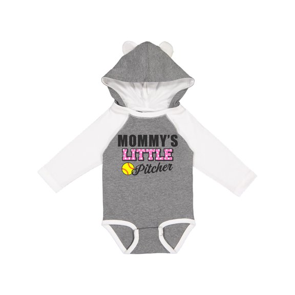 Inktastic Mommys Little Pitcher Softball Girls Long Sleeve Baby Bodysuit