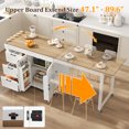 thumbnail image 2 of ChVans Extendable Rolling Kitchen Island Cart 47.1" to 89.6", Farmhouse Mobile Kitchen Island with Storage, 3 Drawers, Barn Doors & Side Spice Rack, Wheeled Kitchen Prep Table for Dining Room, 2 of 8