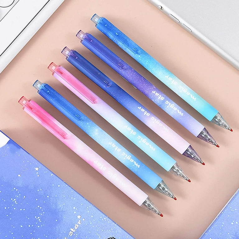 Retractable Pens Black Ink Gel Pens Set Roller Ball 0.5 MM Fine Point Pens  for Girls Students 6 Pcs (Cherry blossoms)