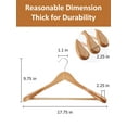thumbnail image 2 of Perchas de madera para trajes AMKUFO con hombros anchos, paquete de 8, color natural, 2 of 7