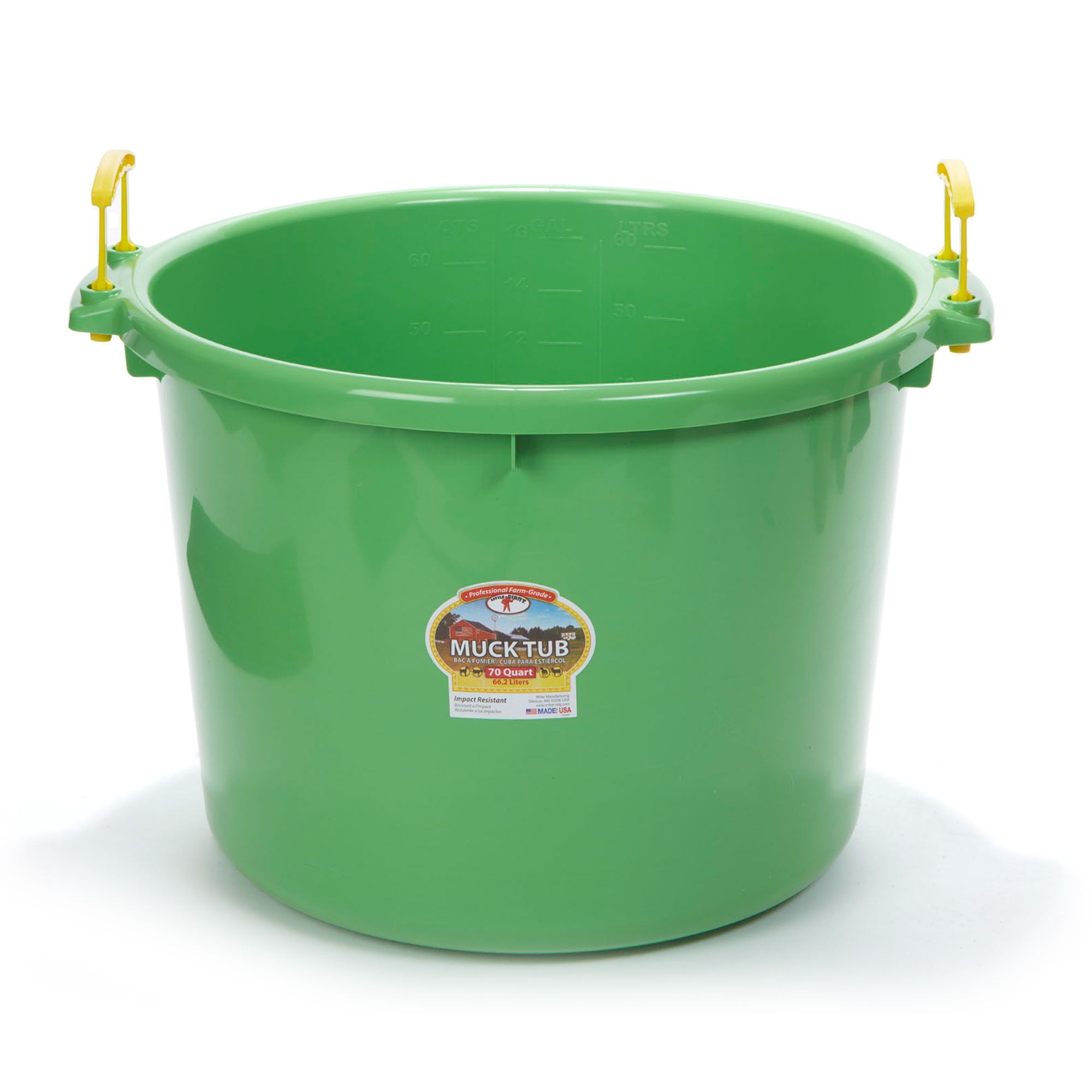 Little Giant 70 Quart Durable Plastic Utility Muck Tub with Handles, Lime