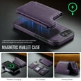 thumbnail image 5 of For iPhone 16e PU Leather Wallet Phone Case,Compatible with Mag-Safe,Magnetic Detachable Card Holder,Back Flip Kickstand,2-in-1 Heavy Duty Shockproof RFID Blocking Phone Case,Purple, 5 of 10