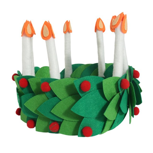 Diadema de fieltro con corona de velas, accesorio de cosplay para fiestas navideñas y reuniones familiares.