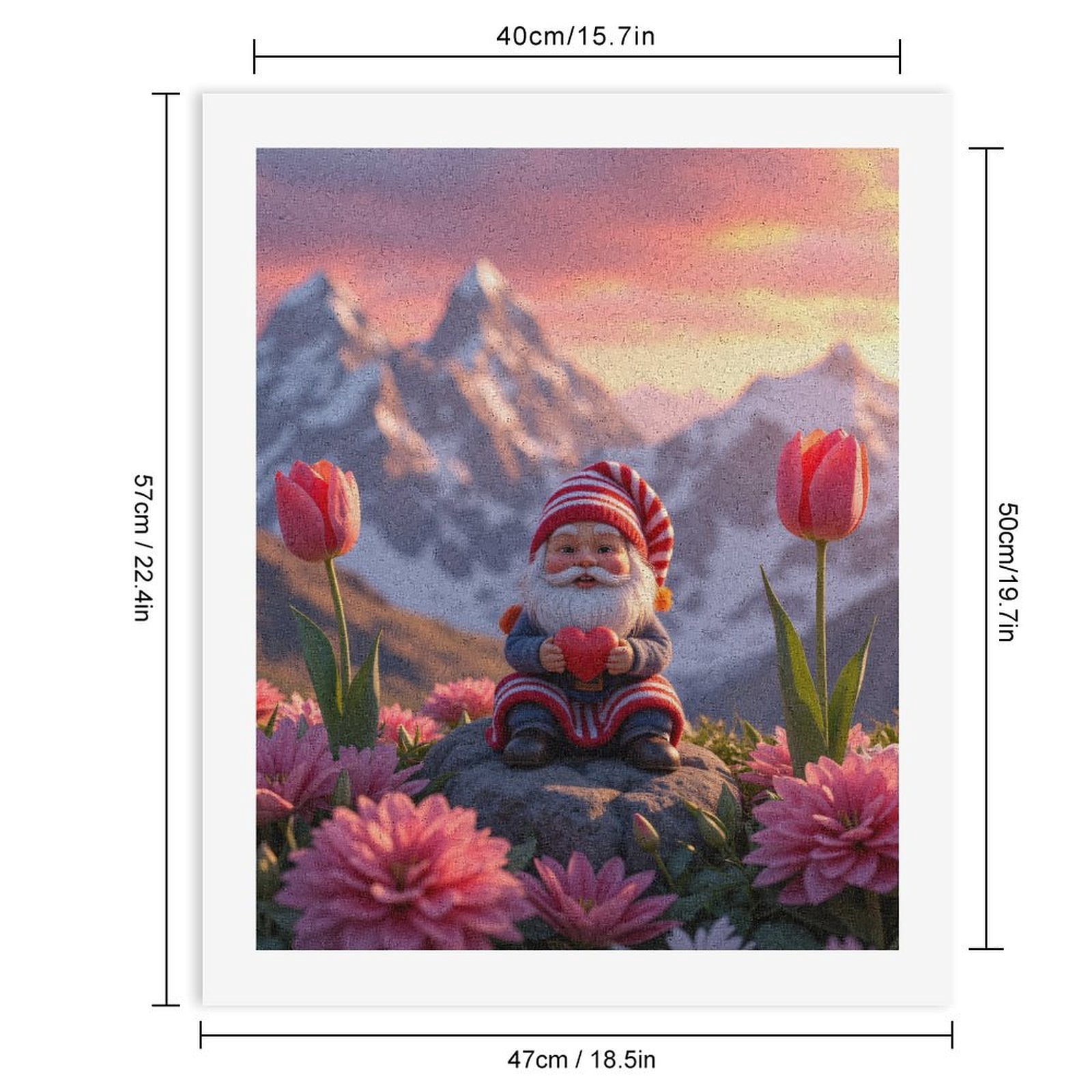 Paint by Numbers Kit for Adults, Gnome On Rock With Heart Flowers Paint by Numbers, Easy Paint by Numbers Kit for Adults Beginner, DIY Adult Paint by Number Kits on Canvas, Home Decor