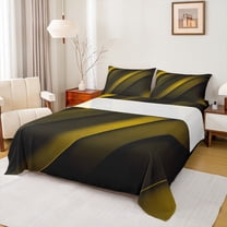 Feelyou Yellow Abstract Ombre Queen Sheet Sets for Teen, Chic Geometric Stripes Flat Sheet, Square Rectangle Queen Fitted Sheet, Luxury Bedroom Decor, 4pcs