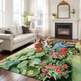 thumbnail image 2 of Large Area Rugs for Living Room Bedroom, Spring Floral 8'x10' Rug Washable Carpet Runner Indoor Outdoor, Red Flowers Watercolor Botanical Farmhouse Non Slip Floor Mats Rug for Kitchen, Patio, 2 of 8