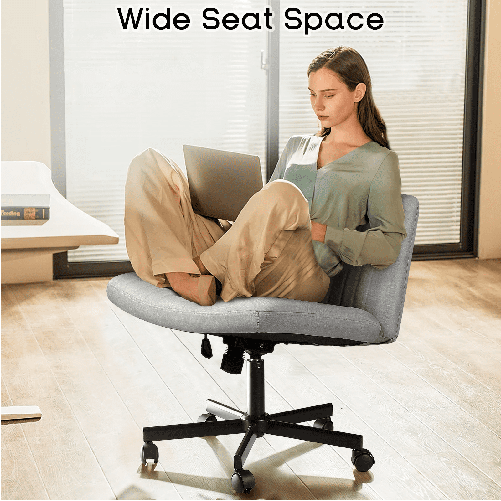 VITESSE Criss Cross Adult Foam Wide Seat Backrest Ergonomic Desk Chair, Gray