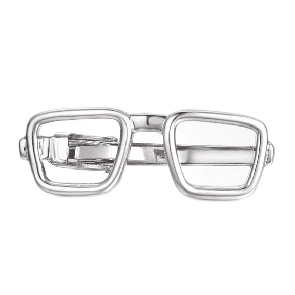 Yoursfs Unique Tie Clips for Men Skinny Square Thick Eyeglasses Tie Clip Bar Novelty Fun Halloween Casual Best Gifts for Men