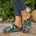 thumbnail image 2 of Pandaie Closed Toe Clogs for Women Flower Print Low Wedge Slip on Mules Shoes Comfortable Backless Dressy Walking Slides Size 6-10, 2 of 8
