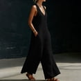 thumbnail image 5 of Jumpsuits for Women V Neck Sleeveless Wide Leg Jumpsuit Casual Long Rompers Black M, 5 of 7