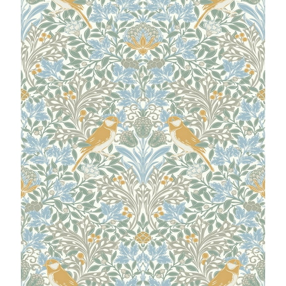 RoomMates Sky Blue, Garden Aviary Peel and Stick Wallpaper Roll
