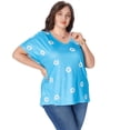 thumbnail image 5 of SOMER 2025 Women's Plus Size Top Flower Printed V Neck Short Sleeve Casual Plus Size Tops for Women, 5 of 7