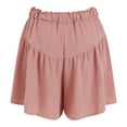 thumbnail image 6 of vigerkar Linen Pleated Casual Ruffle Shorts for Women Comfy Summer Loose Elastic Waist Drawstring Flowy Lounge Shorts with Pockets (Pink, L), 6 of 9