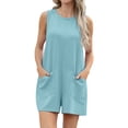 thumbnail image 2 of Cueply Women's Romper Summer Short Overalls Sleeveless Casual Jumpsuits Round Neck Loungewear Tank Tops Loose Fit with Pockets, 2 of 8