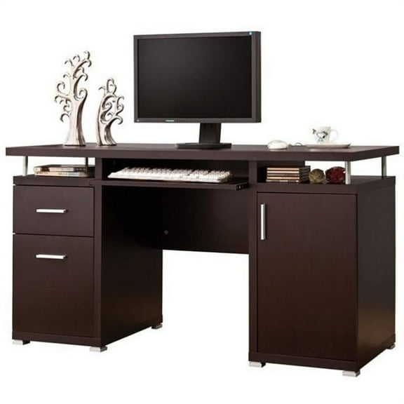 Bowery Hill Contemporary 2 Drawer Home Office Computer Desk in Cappuccino