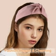 thumbnail image 3 of Unique Bargains Knotted Headbands Solid Colors Top Knot Headbands Elastic Headbands for Women Pink, 3 of 7