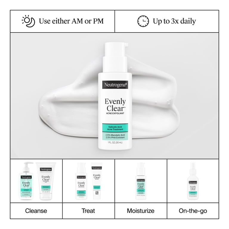Neutrogena Evenly Clear Acne Exfoliant, Salicylic Acid, 1 fl. oz