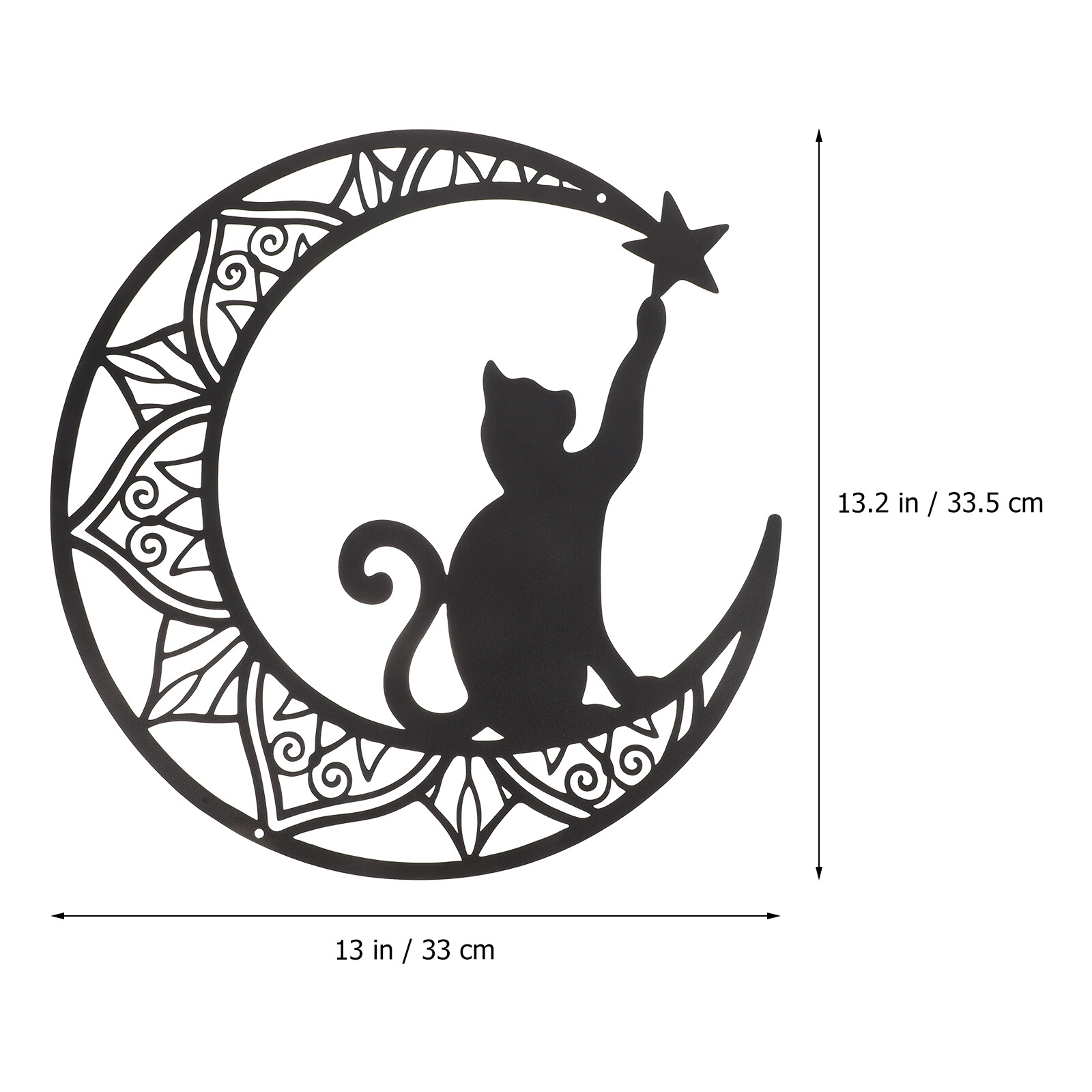 Metal Moon Cat Wall Art Cat Moon Wall Hanging Sculpture for Living Room Bedroom