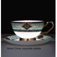 thumbnail image 2 of YBK Tech Euro Style Bone China Cup& Saucer Set Ceramic Tea Coffee Cup compatible Home Kitchen Wedding (Retro Flower Pattern- Dark Blue)_Gift Of G, 2 of 5