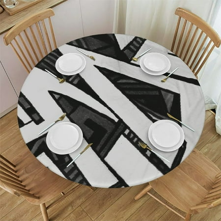 

Sheronv Geometric Shapes Round Tablecloth Stain Resistant & Washable for Indoor Outdoor Kitchen Dining Wedding Parties - 100% Polyester Table Cloth for Picnic Dining Kitchen Farmhouse 31 -35