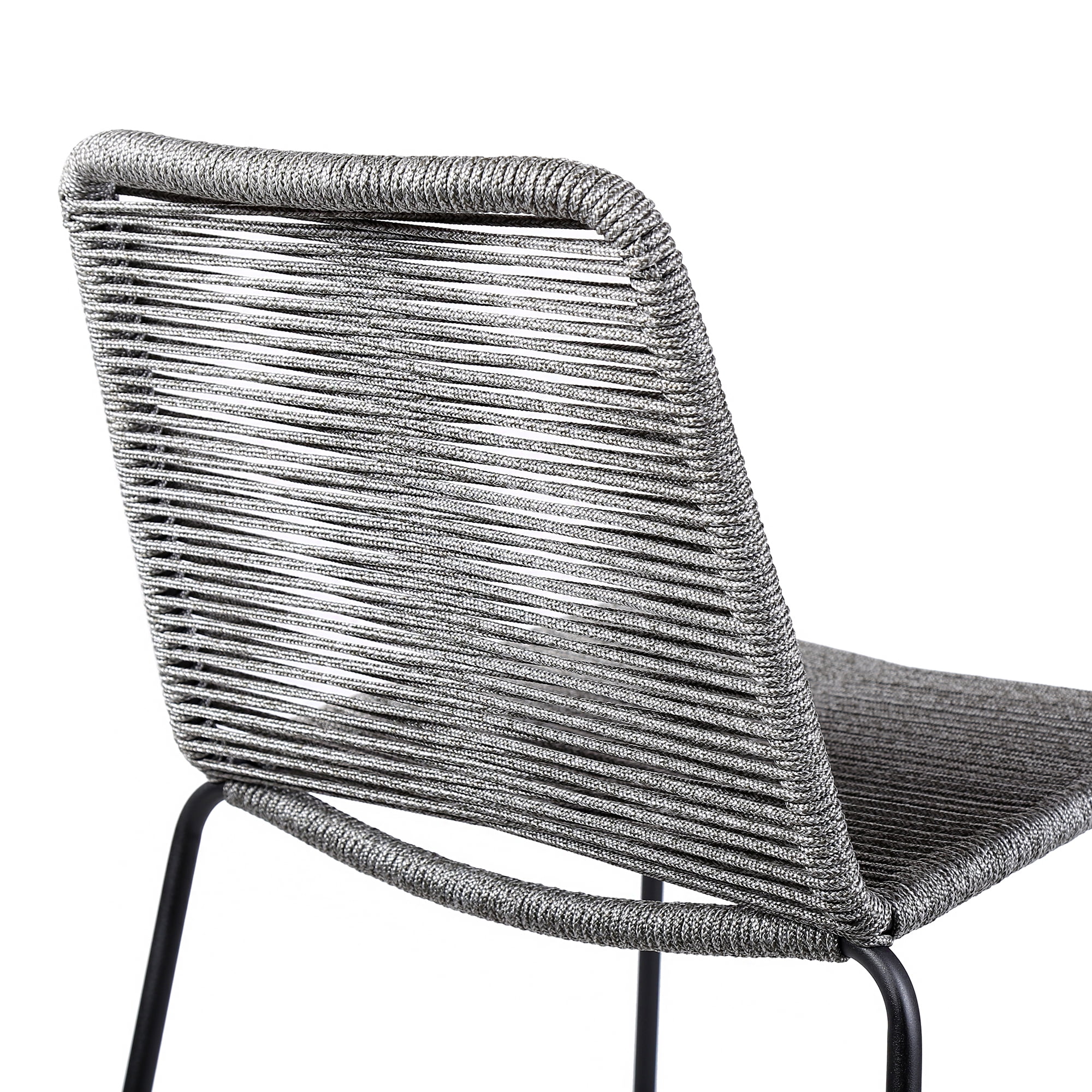 Shasta 30" Outdoor Metal and Gray Rope Stackable Barstool - Set of 6
