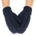 thumbnail image 2 of Jinhomg Cold Weather Mittens for Women and Men Thick Warm Cable Knitted Mittens Winter Thermal Cozy Full Finger Driving Biking Gloves 2025 Saving Navy Free Size, 2 of 3