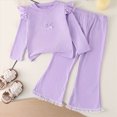 thumbnail image 2 of TOWED22 Toddler Baby Girl Clothes Fall Outfits Cartoon Graphic Long Sleeve Sweatshirt Tops + Pants Set,Purple,6 Y, 2 of 9