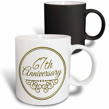 

3dRose 67th Anniversary gift - gold text for celebrating wedding anniversaries - 67 years married together Magic Transforming Mug 11oz