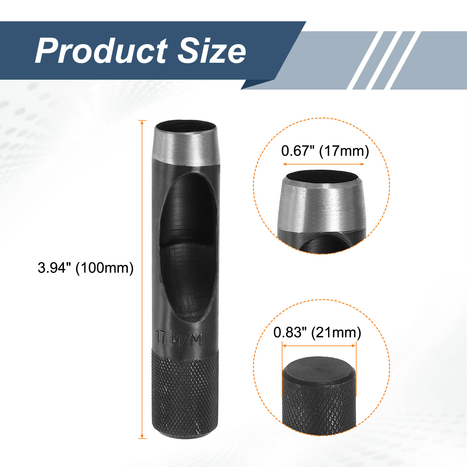 Uxcell 2pcs Leather Hole Punch 17mm Hollow Round Hole Puncher Cutter Carbon Steel Tool for Watch Cloth Belt Gaskets DIY Leather Craft Repair, Black