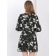 thumbnail image 4 of INSPIRE CHIC Vestido Con Cinturón Estampado Floral Manga Larga De Gasa Ojo De Cerradura Vintage Para Mujer Negro XL, 4 of 6