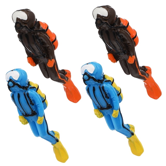 4 PCS Tanks Diver Ornaments Decoración del acuario mini nadadores Figuras de buceadores para el mundo submarino