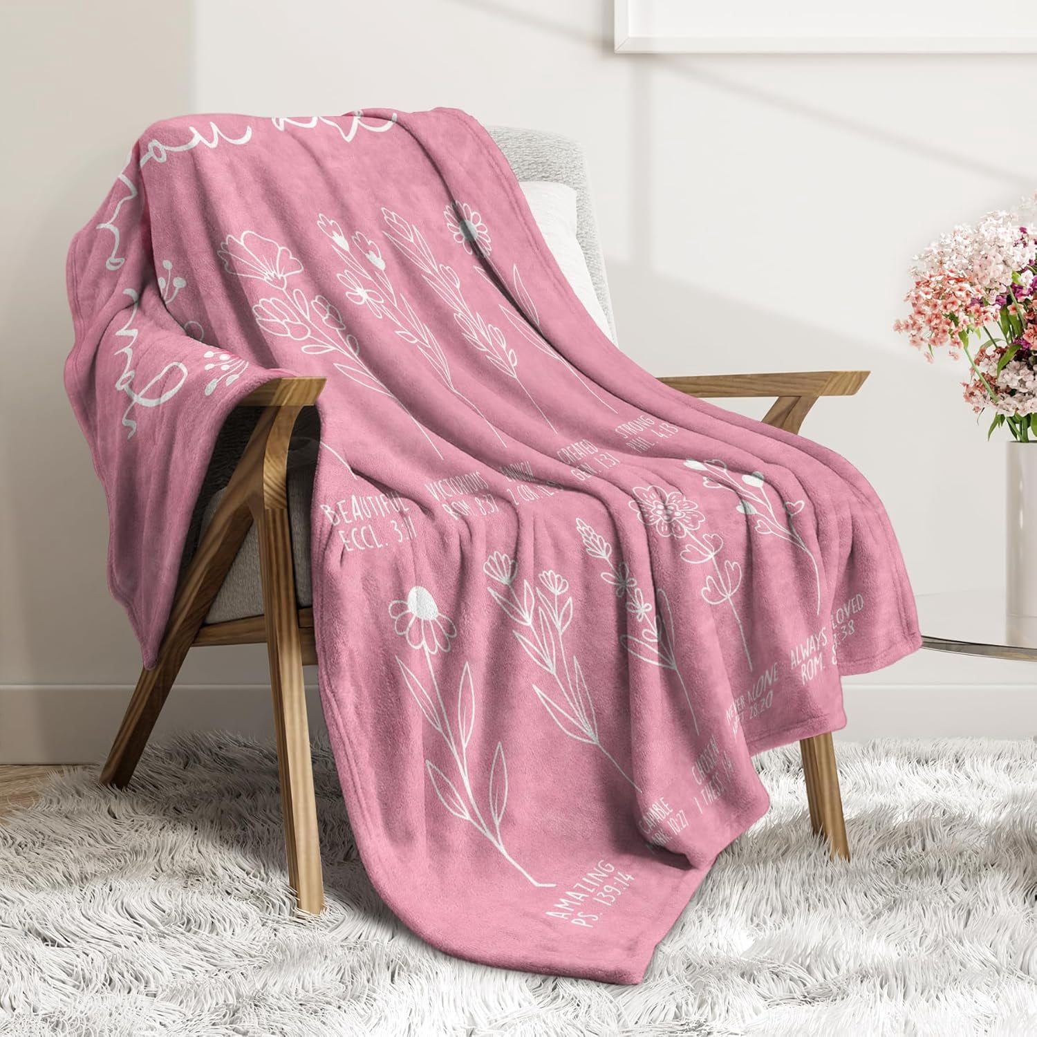 Christian Gifts for Women, Christian Blanket with Flowers, Birthday Gifts for Women, Inspirational, Religious Gifts for Sister, Friend, Daughter, Mom, Soft Throw Blankets 50'' x 60''