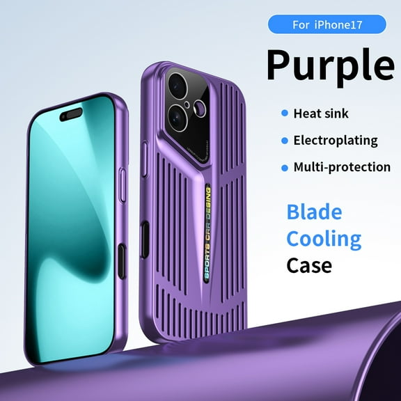 for iPhone 17 Hard PC Case, Breathable Heat Dissipation Back Cover, Heat Dissipation Shockproof Drop Protective Ultra Slim Lightweight Phone Case Cover for iPhone 17, Purple