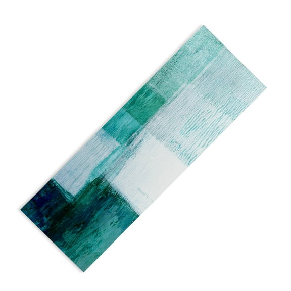 Society6 GalleryJ9 Aqua Blue Geometric Abstract Textured Painting (6mm) 24" x 70" Yoga Mat