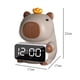 thumbnail image 5 of Reloj despertador electrónico LED con figura de carpincho para mesita de noche de dormitorio. Marrón, 5 of 8