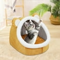 thumbnail image 6 of Tvtnvo Indoor Pet House Pet Bed Cozy Semi Enclosed Pet Nest Plush Washable Removable Cushion Warm Burrowing Sleep Shelter for Pets and Small Dogs Indoor Use Yellow 17.7x15.7x13.8in, 6 of 6