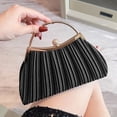 thumbnail image 2 of Clutch Purses for Women Evening Bags Party Clutches Handbag With Detachable Chain Strap for Cocktail Party Black Wedding Purses with Pleated, 2 of 9