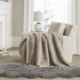 thumbnail image 2 of Madison Park Transitional Velvet Solid Premium Faux Fur Throw in Tan, 2 of 4