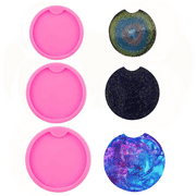 6 Pieces DIY Round Coaster Silicone Mold Epoxy Resin Casting Mold Cup Coaster Molds Silicone Keyring Mold for DIY Cup Mats, Home Decoration, 6.5 cm, 7.5 cm, 8.5 cm in Diameter