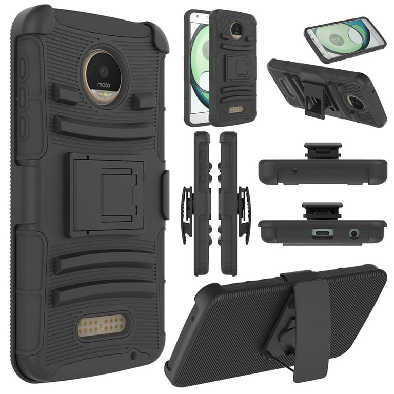 Moto Z Play Case Moto Z Play Holster Case Heavy Duty Dual Layer