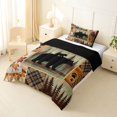 thumbnail image 2 of Manfei Autumn Leaf Twin Comforter Sets,Family Bear Print Bedding Set,Brown,Black Reversible,2-Piece,1 Comforter and 1 Pillowcase, 2 of 7