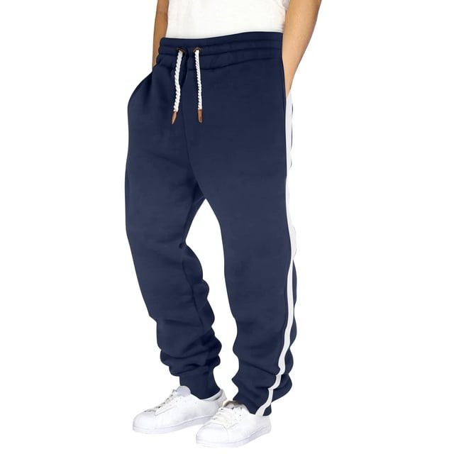 asjyhkr Sweatpants for Men Elastic Waist Drawstring Side Striped Jogger Casual Solid Color Running Gym Workout Pants with Pockets