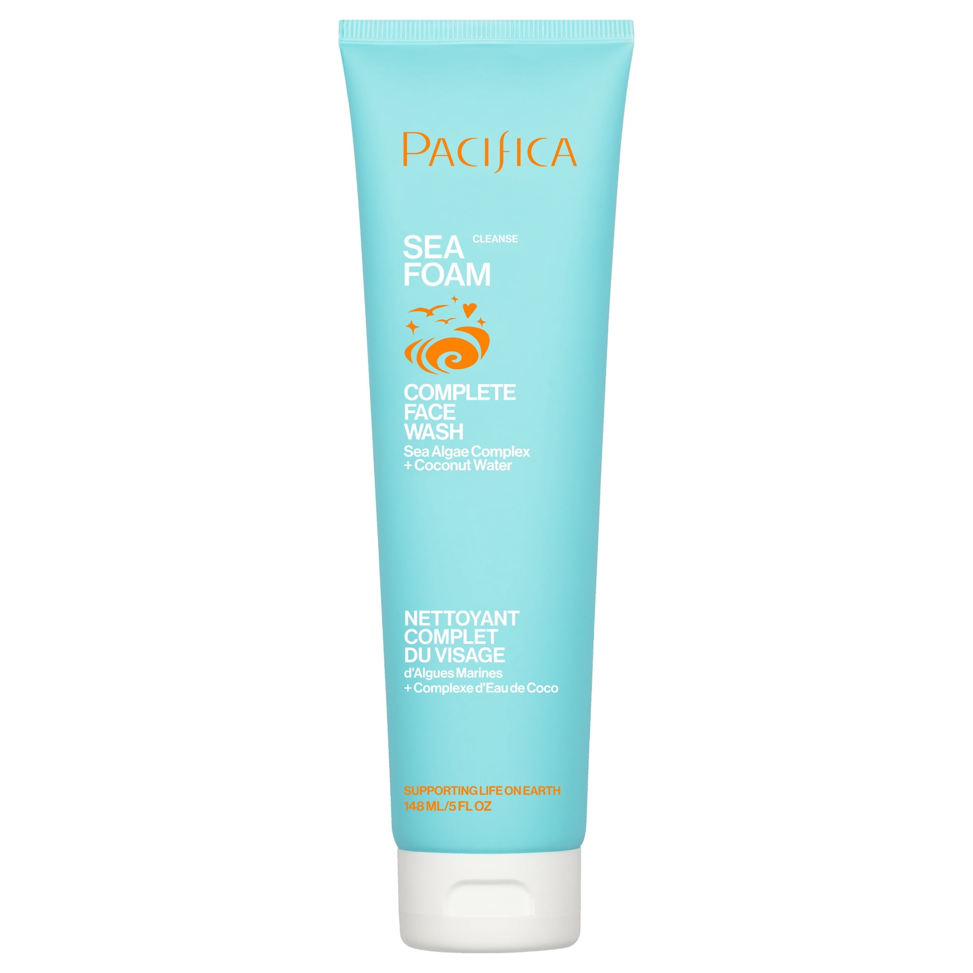 Pacifica Beauty Sea Foam Complete Face Wash for Daily Gentle Foaming Cleansing, With Coconut Water + Sea Algae, Removes Makeup, For Combination and Oily Skin, Vegan & Cruelty Free, 5 fl oz