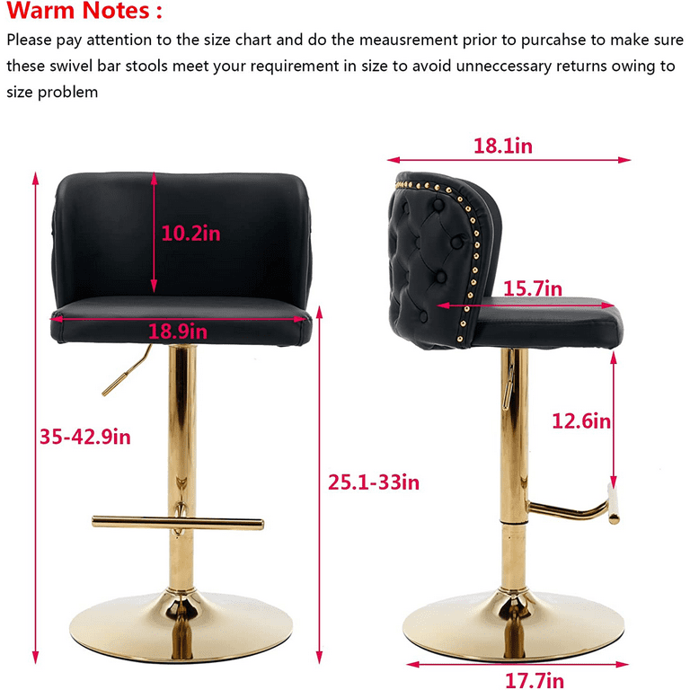 Sesslife Swivel Bar Stools Set of 2 Upholstered PU Leather High