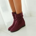 thumbnail image 2 of B91xZ Bottes de Combat pour Femmes Talon Bas Bottines Chelsea Mode avec Fermeture Éclair Intérieure, Vin 6.5, 2 of 5