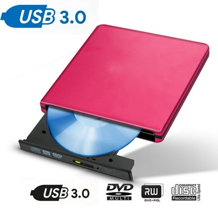 Acer Xp Cd - USB 3.0 External DVD CD Drive Burner, Aluminum Alloy 3.0 CD/DVD-RW Recorder/Reader/Rewriter for Laptop Notebook PC Desktop Computer, High Speed Data Transfer Support Win XP/7/8/10 (Red)