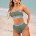 thumbnail image 3 of Efsteb Womens Swimsuits Two Piece Women's High Waisted Bikini Sets Solid Color Patchwork Swimwear Strapless Push Up Bathing Suit Two Piece Bathing Suit Beachwear (Army Green,S), 3 of 4