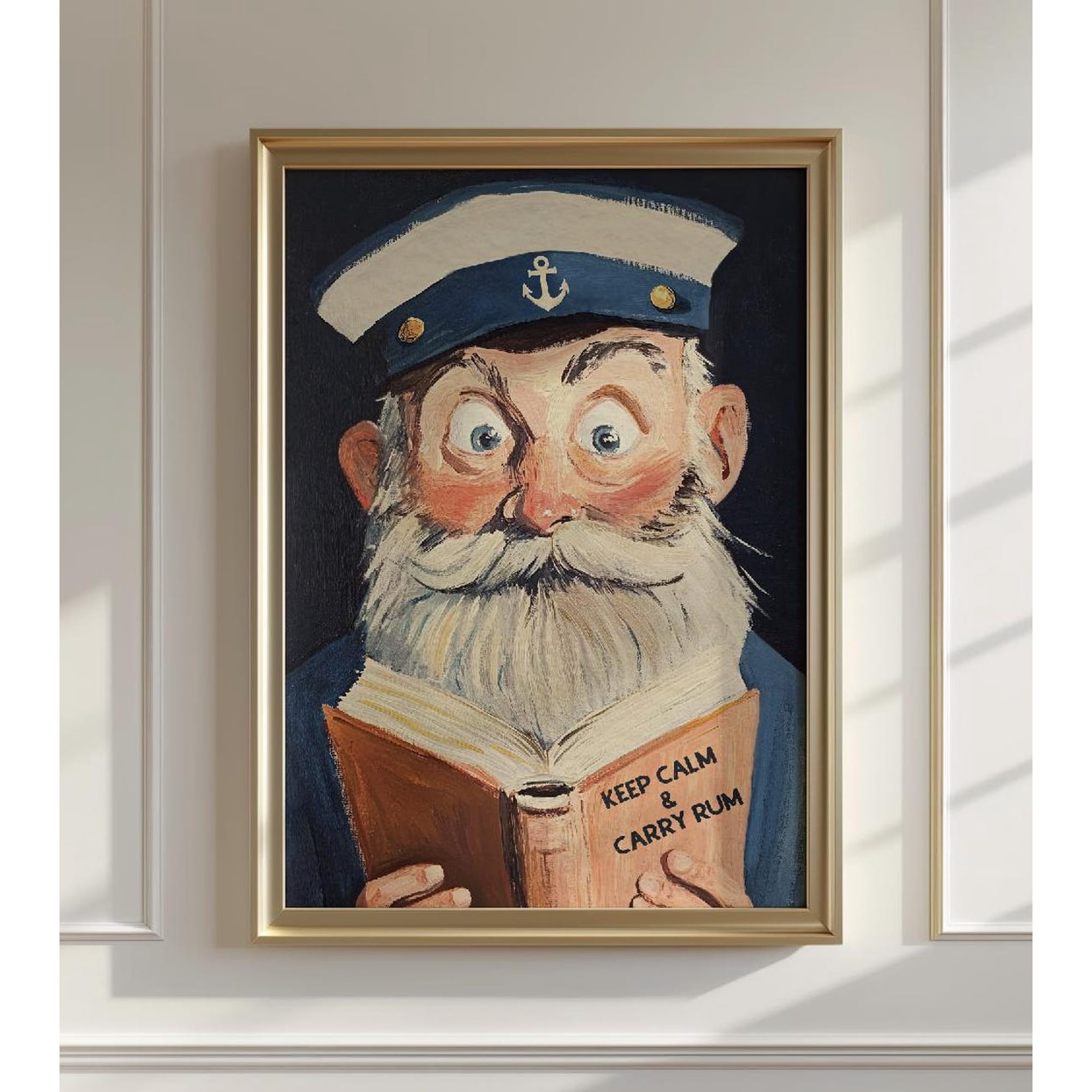 Sailor Reading Book Nautical Literary Sea Captain Illustration Book Lover Poster