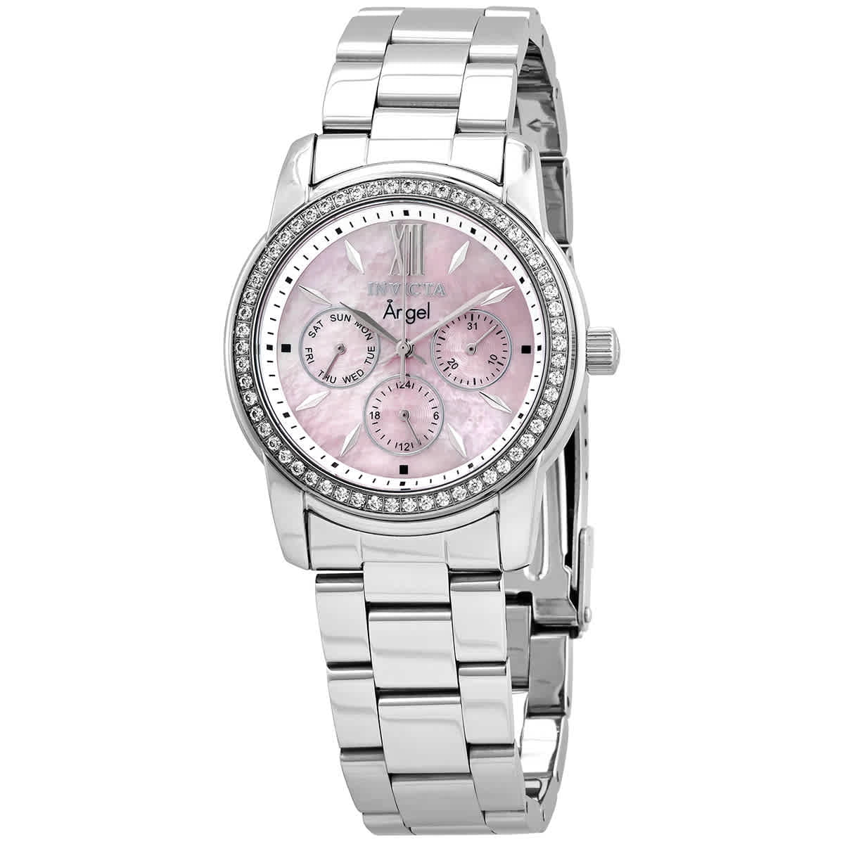 Invicta - Invicta Angel Crystal Pink Mother of Pearl Dial Ladies Watch ...