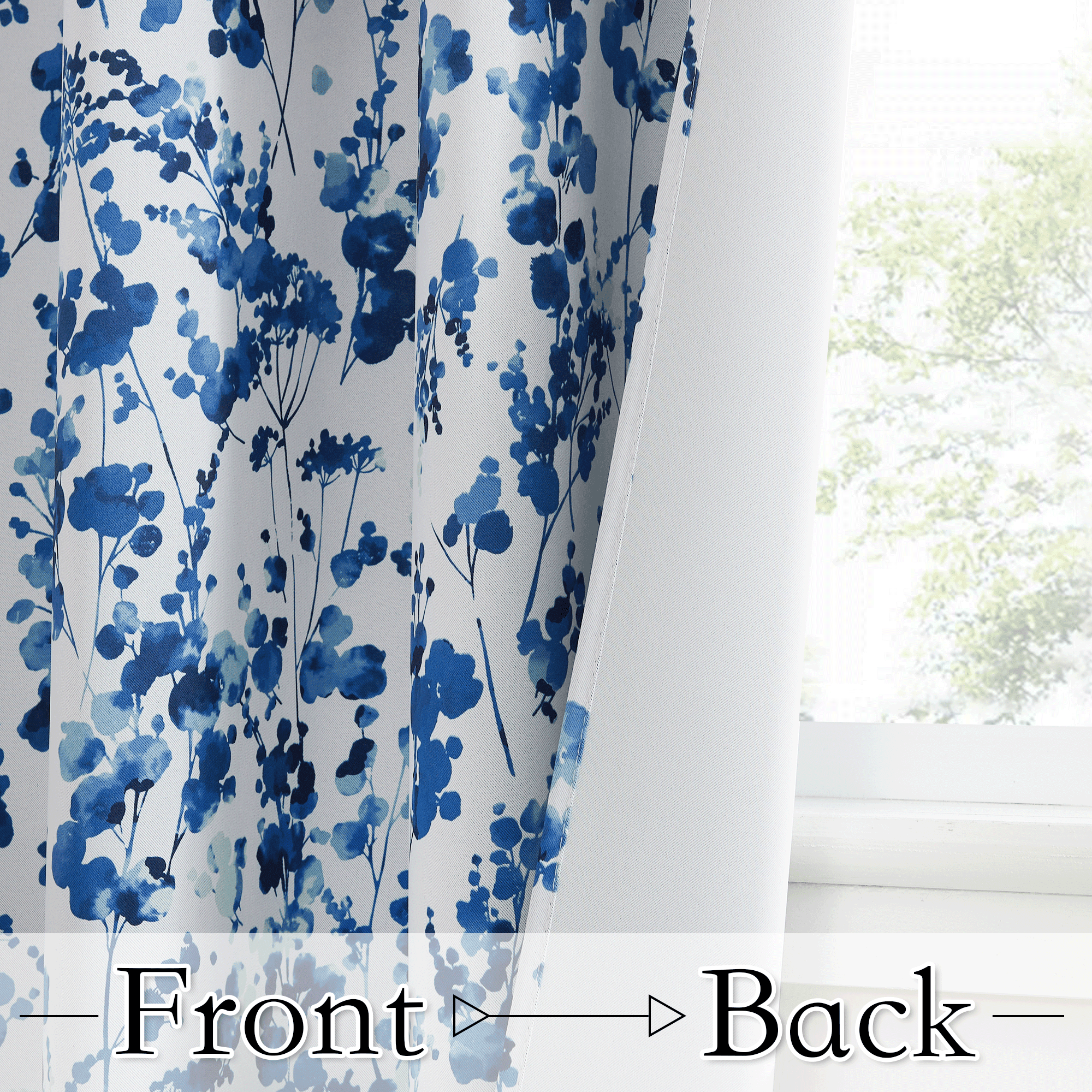 NICETOWN Blackout Curtains 84 inches Long, Watercolor Dots pattern Light Blocking Curtains Thermal Insulated Energy Efficient Grommet Drapes for Farmhouse, Blue, 2 Panels